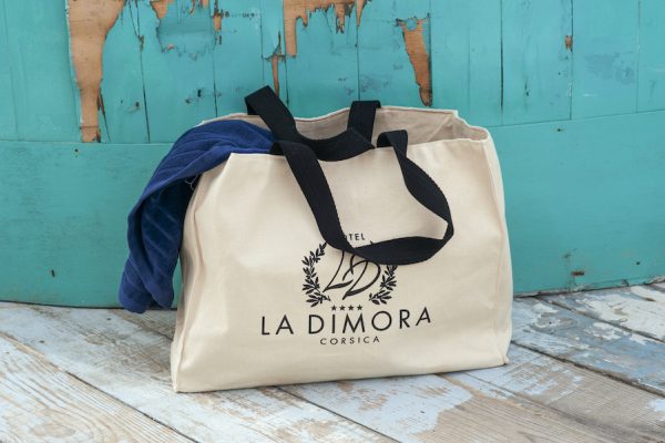 Custom cotton canvas beach bag ; Cabas de plage en coton personnalisé