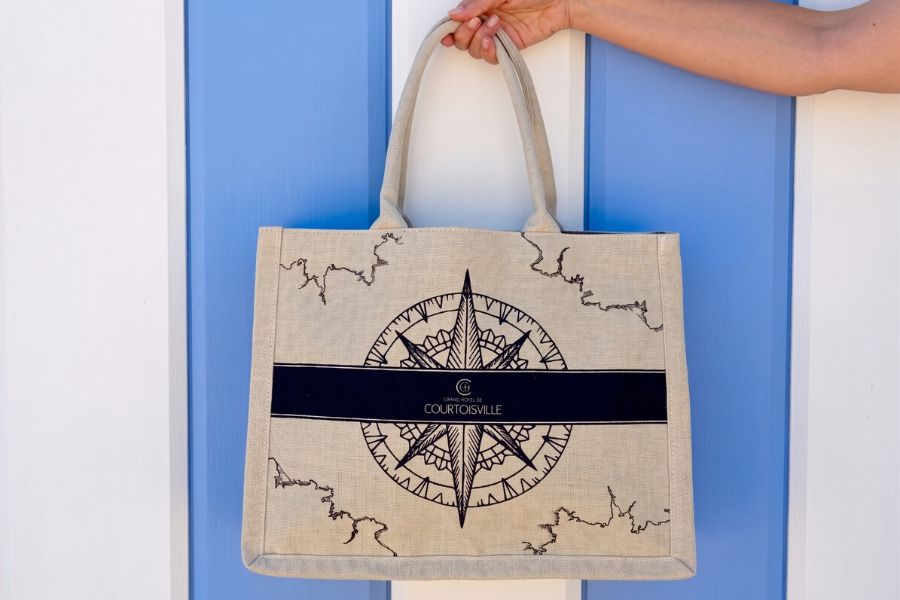 Printed canvas book tote bag