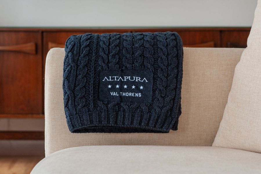 Custom cable knit wool blanket