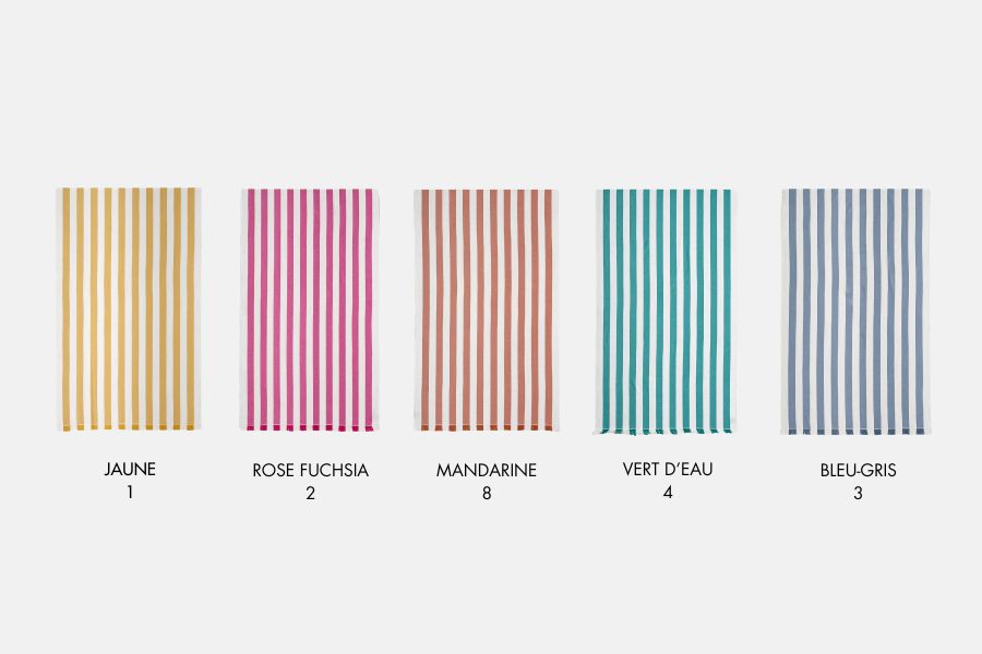 Serviette fouta éponge à rayures personnalisée