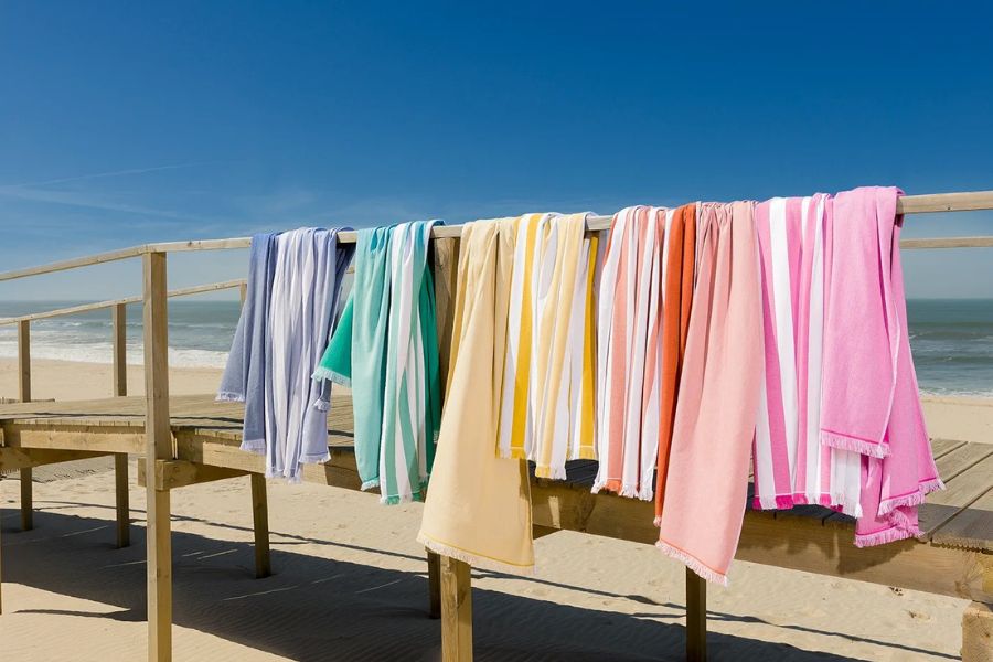 Custom striped terry fouta towel