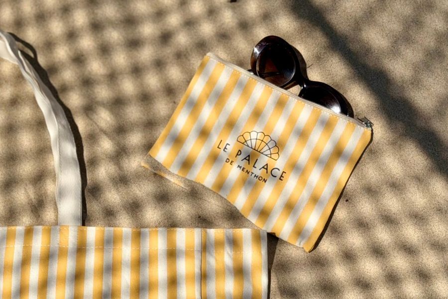 Custom striped pouch